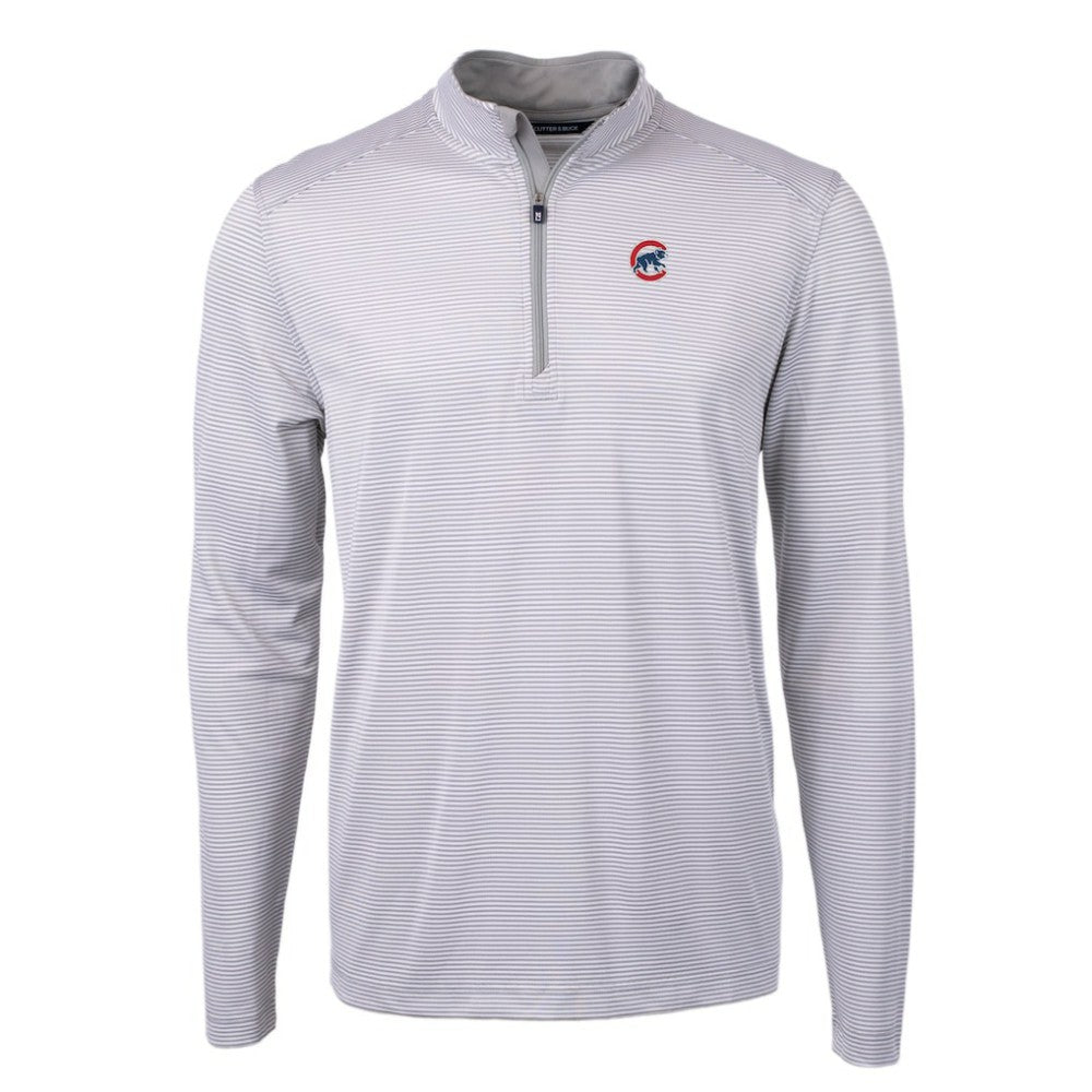 Chicago Cubs Cutter & Buck Virtue Eco Pique Micro Stripe Recycled Quarter-Zip Pullover Top | MLB US