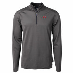 Cincinnati Reds Cutter & Buck Virtue Eco Pique Micro Stripe Recycled Quarter-Zip Pullover Top | MLB New