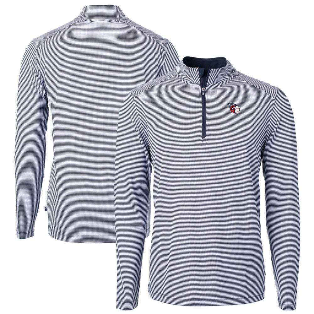 Cleveland Guardians Cutter & Buck Virtue Eco Pique Micro Stripe Recycled Quarter-Zip Pullover Top | MLB On Sale