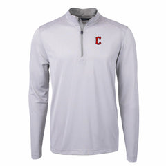 Cleveland Guardians Cutter & Buck Virtue Eco Pique Micro Stripe Recycled Quarter-Zip Pullover Top | MLB On Sale