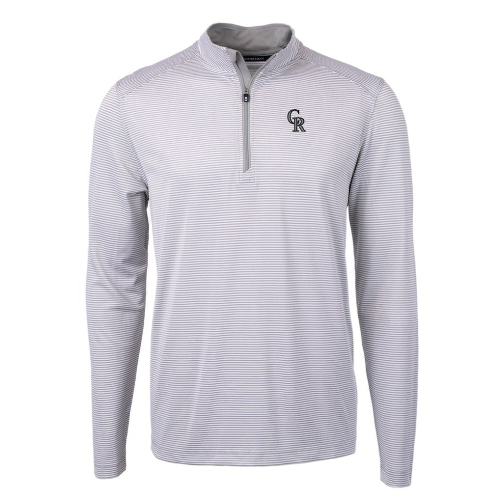 Colorado Rockies Cutter & Buck Virtue Eco Pique Micro Stripe Recycled Quarter-Zip Pullover Top | MLB For sale