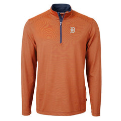 Detroit Tigers Cutter & Buck Virtue Eco Pique Micro Stripe Recycled Quarter-Zip Pullover Top | MLB New