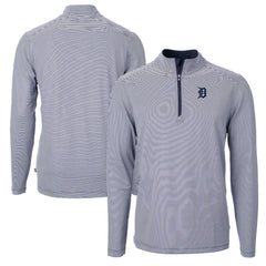 Detroit Tigers Cutter & Buck Virtue Eco Pique Micro Stripe Recycled Quarter-Zip Pullover Top | MLB Discount