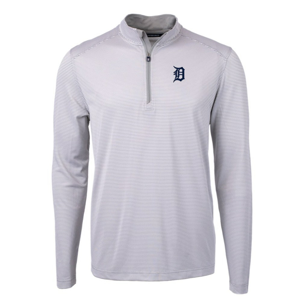 Detroit Tigers Cutter & Buck Virtue Eco Pique Micro Stripe Recycled Quarter-Zip Pullover Top | MLB Near me