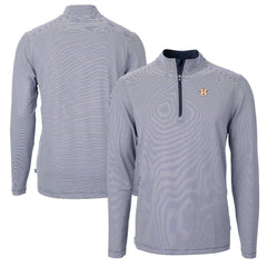 Houston Astros Cutter & Buck Virtue Eco Pique Micro Stripe Recycled Quarter-Zip Pullover Top | MLB New
