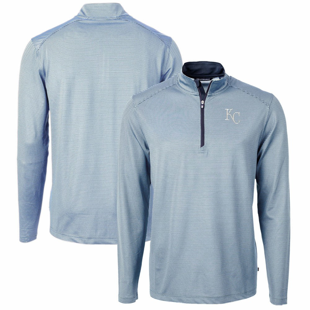 Kansas City Royals Cutter & Buck Virtue Eco Pique Micro Stripe Recycled Quarter-Zip Pullover Top | MLB Shop