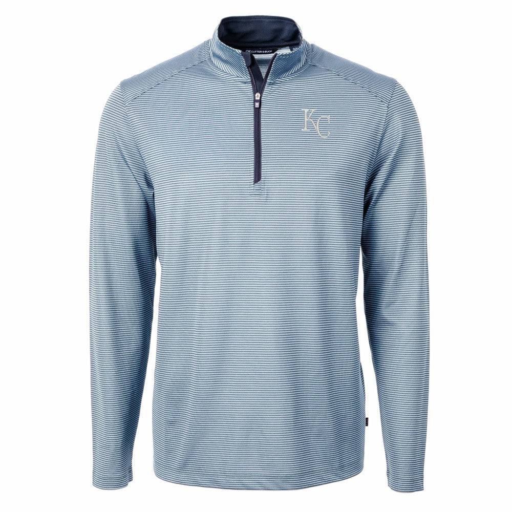 Kansas City Royals Cutter & Buck Virtue Eco Pique Micro Stripe Recycled Quarter-Zip Pullover Top | MLB Shop