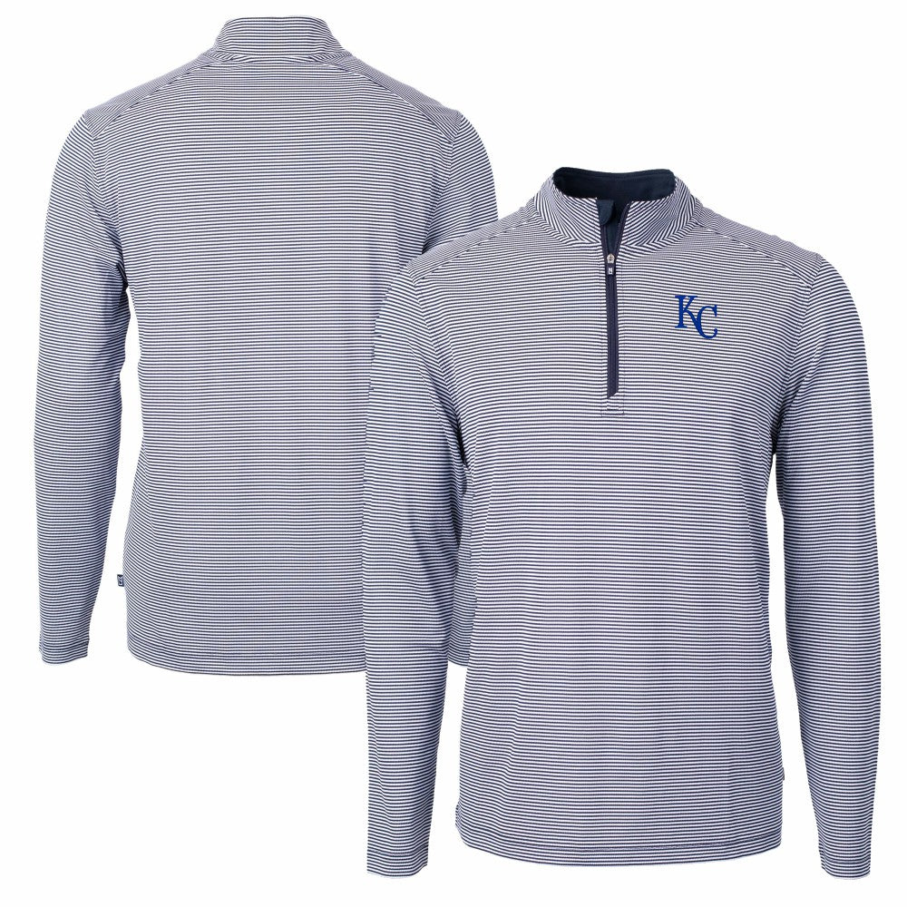 Kansas City Royals Cutter & Buck Virtue Eco Pique Micro Stripe Recycled Quarter-Zip Pullover Top | MLB Near me