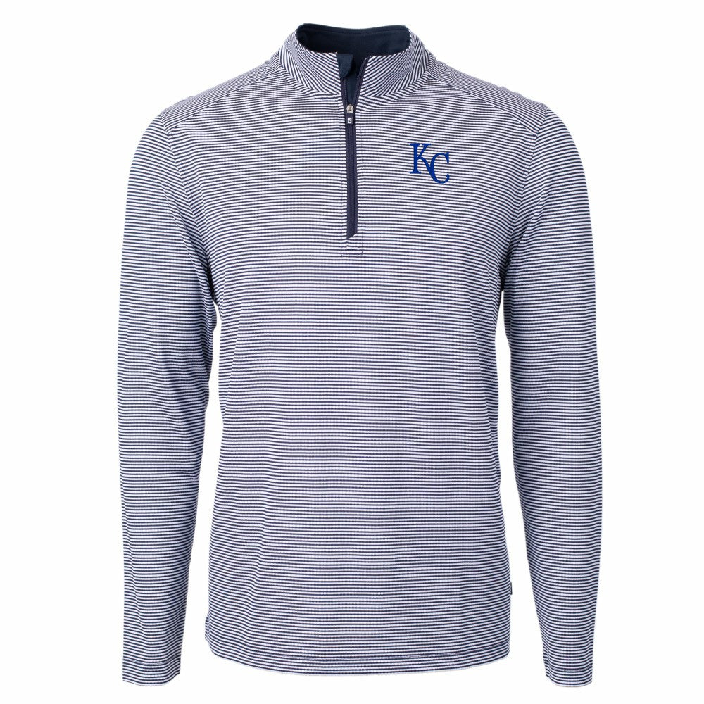 Kansas City Royals Cutter & Buck Virtue Eco Pique Micro Stripe Recycled Quarter-Zip Pullover Top | MLB Near me