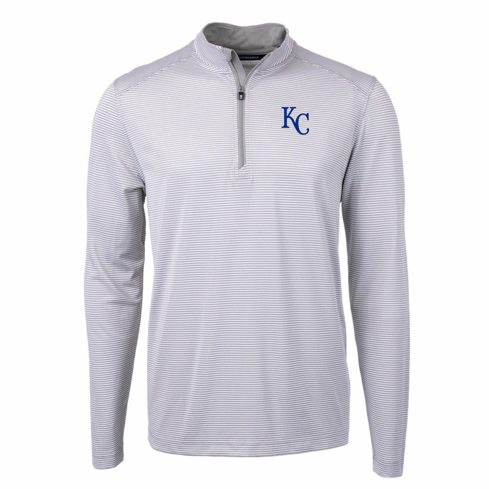 Kansas City Royals Cutter & Buck Virtue Eco Pique Micro Stripe Recycled Quarter-Zip Pullover Top | MLB Outlet