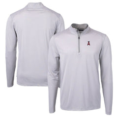 Los Angeles Angels Cutter & Buck Virtue Eco Pique Micro Stripe Recycled Quarter-Zip Pullover Top | MLB New