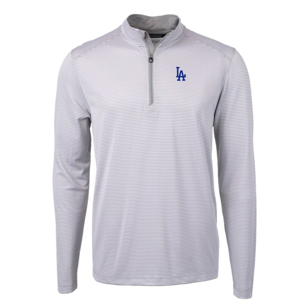 Los Angeles Dodgers Cutter & Buck Virtue Eco Pique Micro Stripe Recycled Quarter-Zip Pullover Top | MLB Shop