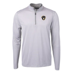 Milwaukee Brewers Cutter & Buck Virtue Eco Pique Micro Stripe Recycled Quarter-Zip Pullover Top | MLB Shop