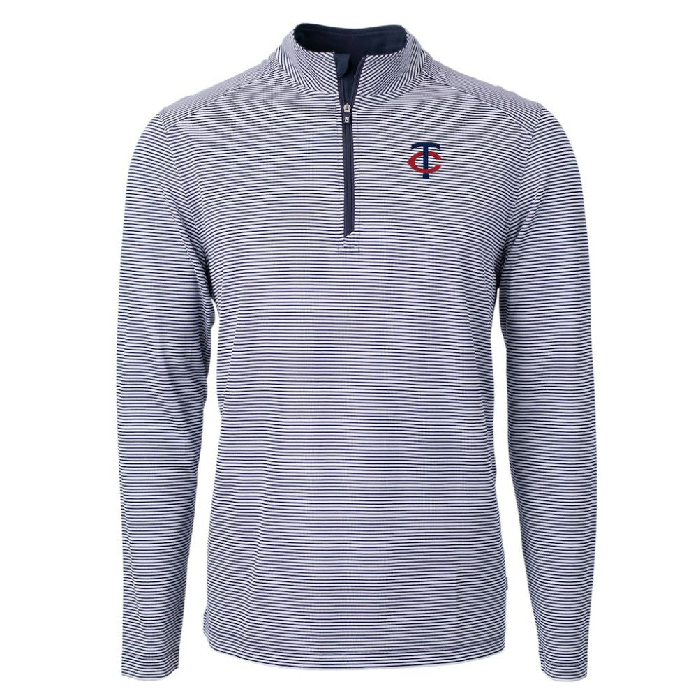 Minnesota Twins Cutter & Buck Virtue Eco Pique Micro Stripe Recycled Quarter-Zip Pullover Top | MLB On Sale