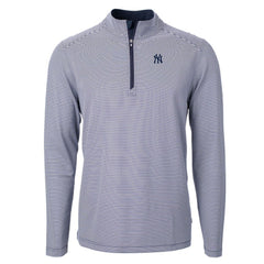 New York Yankees Cutter & Buck Virtue Eco Pique Micro Stripe Recycled Quarter-Zip Pullover Top | MLB Online
