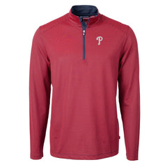 Philadelphia Phillies Cutter & Buck Virtue Eco Pique Micro Stripe Recycled Quarter-Zip Pullover Top | MLB Online