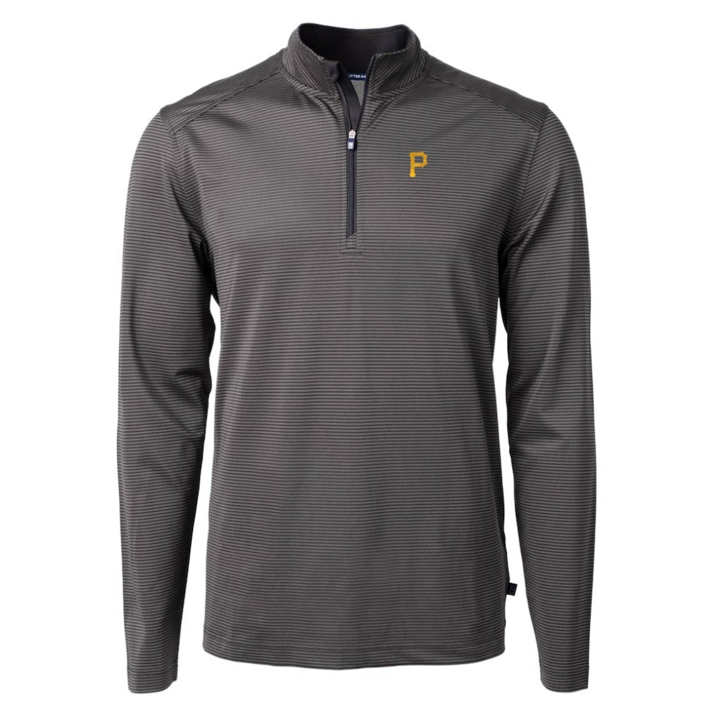 Pittsburgh Pirates Cutter & Buck Virtue Eco Pique Micro Stripe Recycled Quarter-Zip Pullover Top | MLB Sale