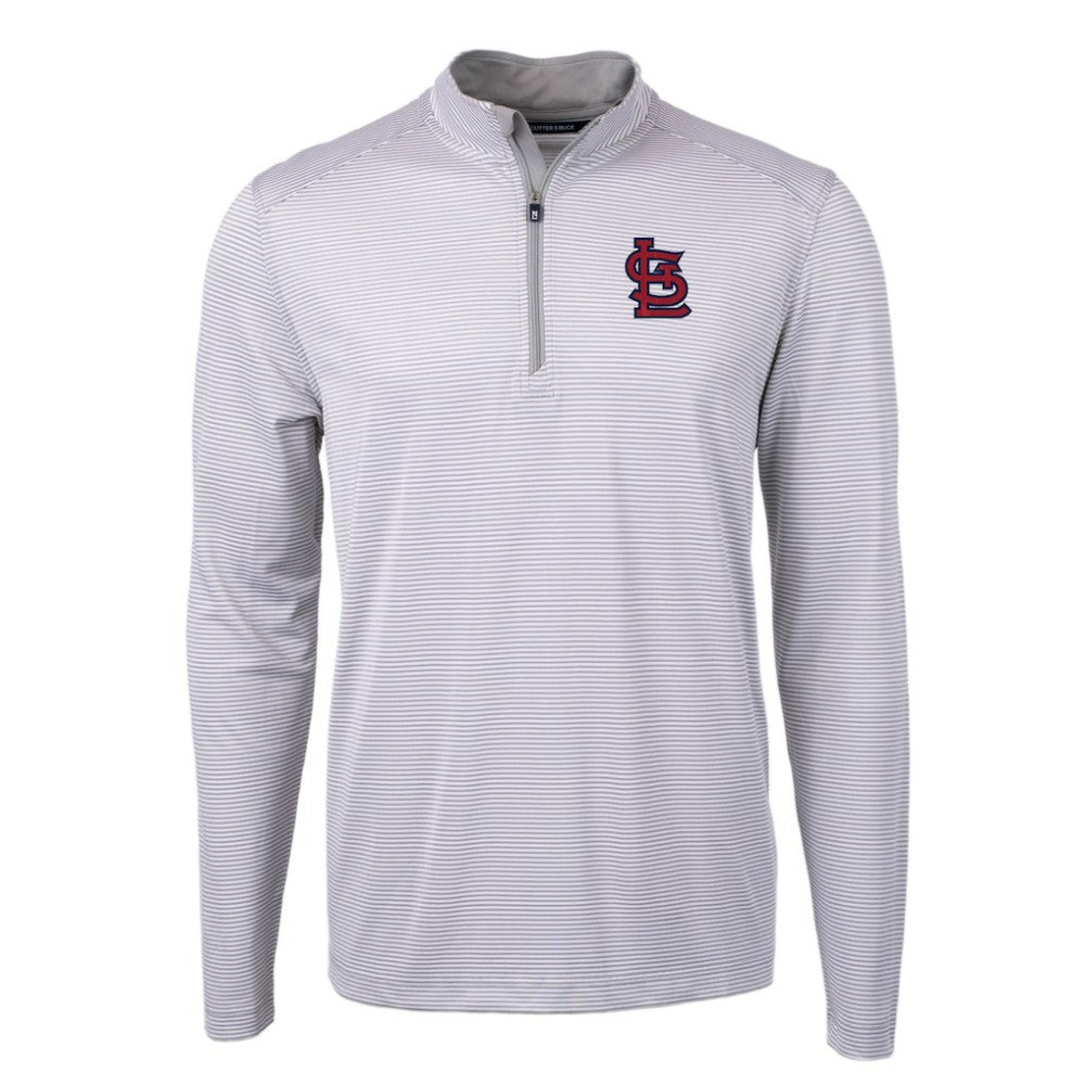 St. Louis Cardinals Cutter & Buck Virtue Eco Pique Micro Stripe Recycled Quarter-Zip Pullover Top | MLB Discount