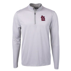 St. Louis Cardinals Cutter & Buck Virtue Eco Pique Micro Stripe Recycled Quarter-Zip Pullover Top | MLB Discount