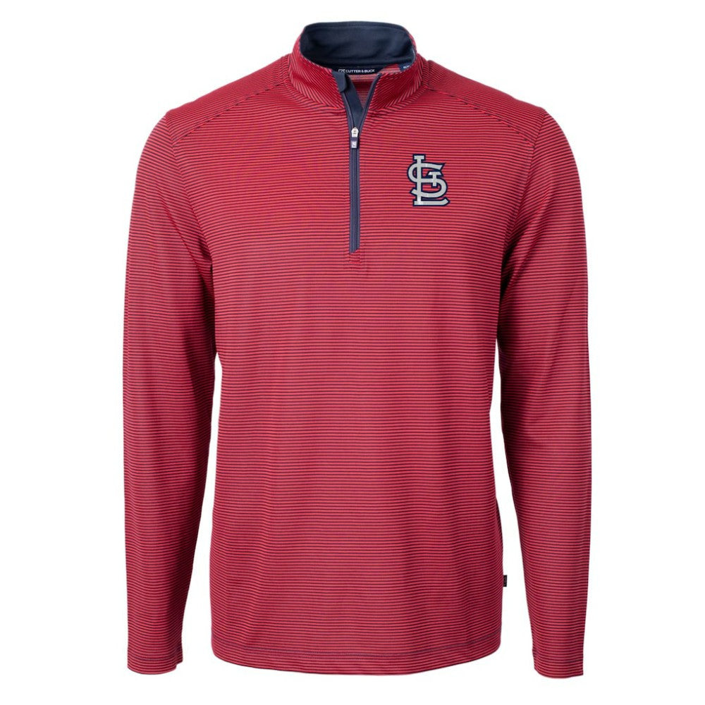 St. Louis Cardinals Cutter & Buck Virtue Eco Pique Micro Stripe Recycled Quarter-Zip Pullover Top | MLB Shop
