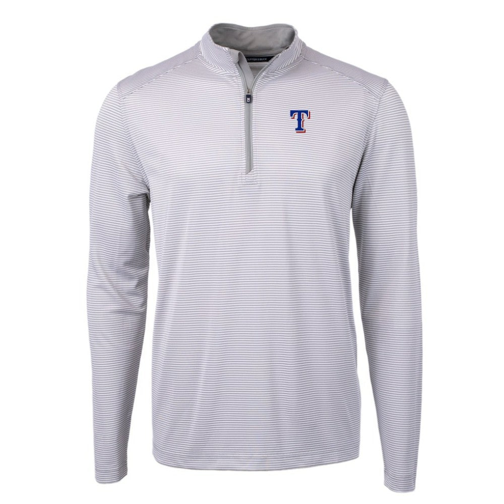 Texas Rangers Cutter & Buck Virtue Eco Pique Micro Stripe Recycled Quarter-Zip Pullover Top | MLB Online