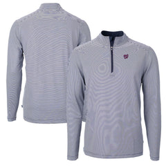 Washington Nationals Cutter & Buck Virtue Eco Pique Micro Stripe Recycled Quarter-Zip Pullover Top | MLB New