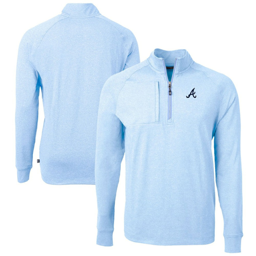 Atlanta Braves Cutter & Buck Adapt Eco Knit Stretch Recycled Quarter-Zip Pullover Top | MLB On Sale