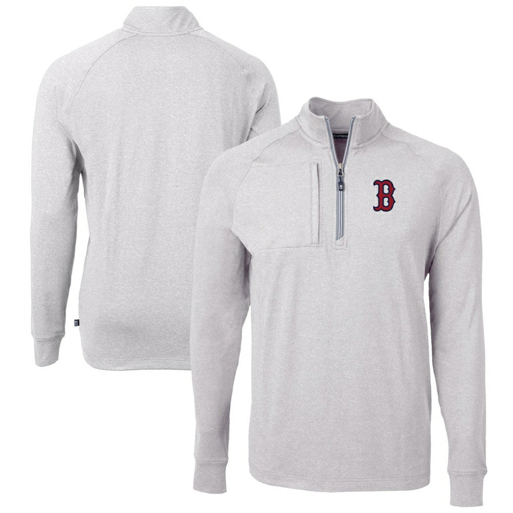 Boston Red Sox Cutter & Buck Adapt Eco Knit Stretch Recycled Quarter-Zip Pullover Top | MLB Outlet