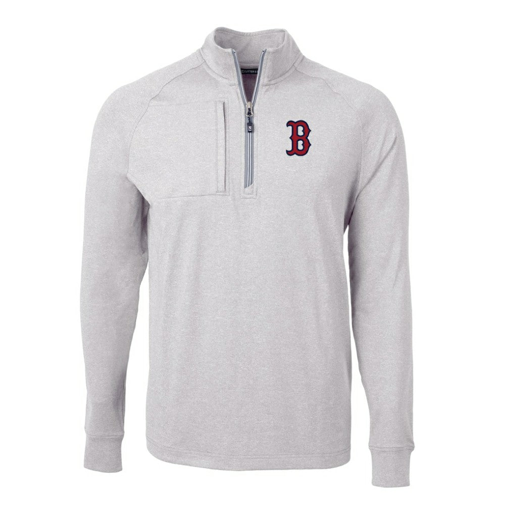Boston Red Sox Cutter & Buck Adapt Eco Knit Stretch Recycled Quarter-Zip Pullover Top | MLB Outlet