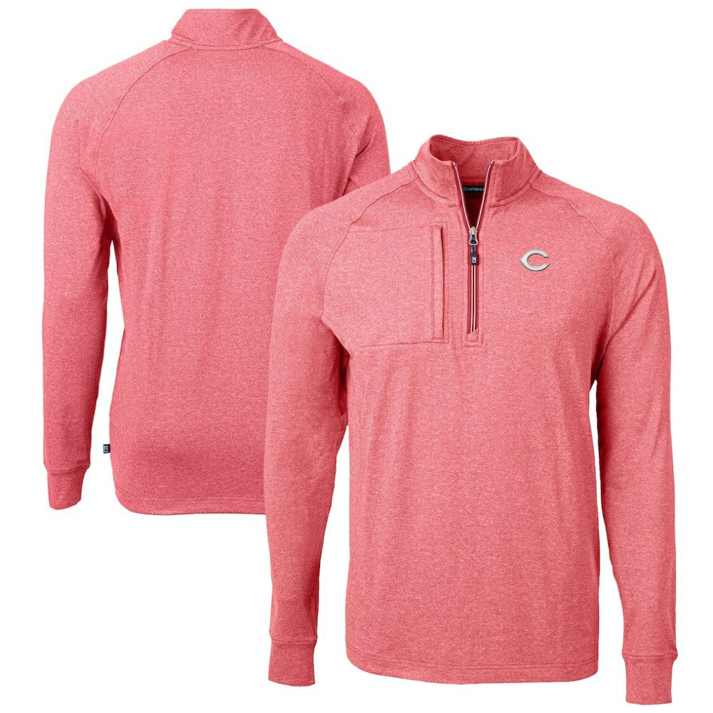 Cincinnati Reds Cutter & Buck Adapt Eco Knit Stretch Recycled Quarter-Zip Pullover Top | MLB Outlet