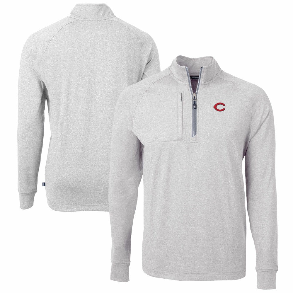 Cincinnati Reds Cutter & Buck Adapt Eco Knit Stretch Recycled Quarter-Zip Pullover Top | MLB Near me