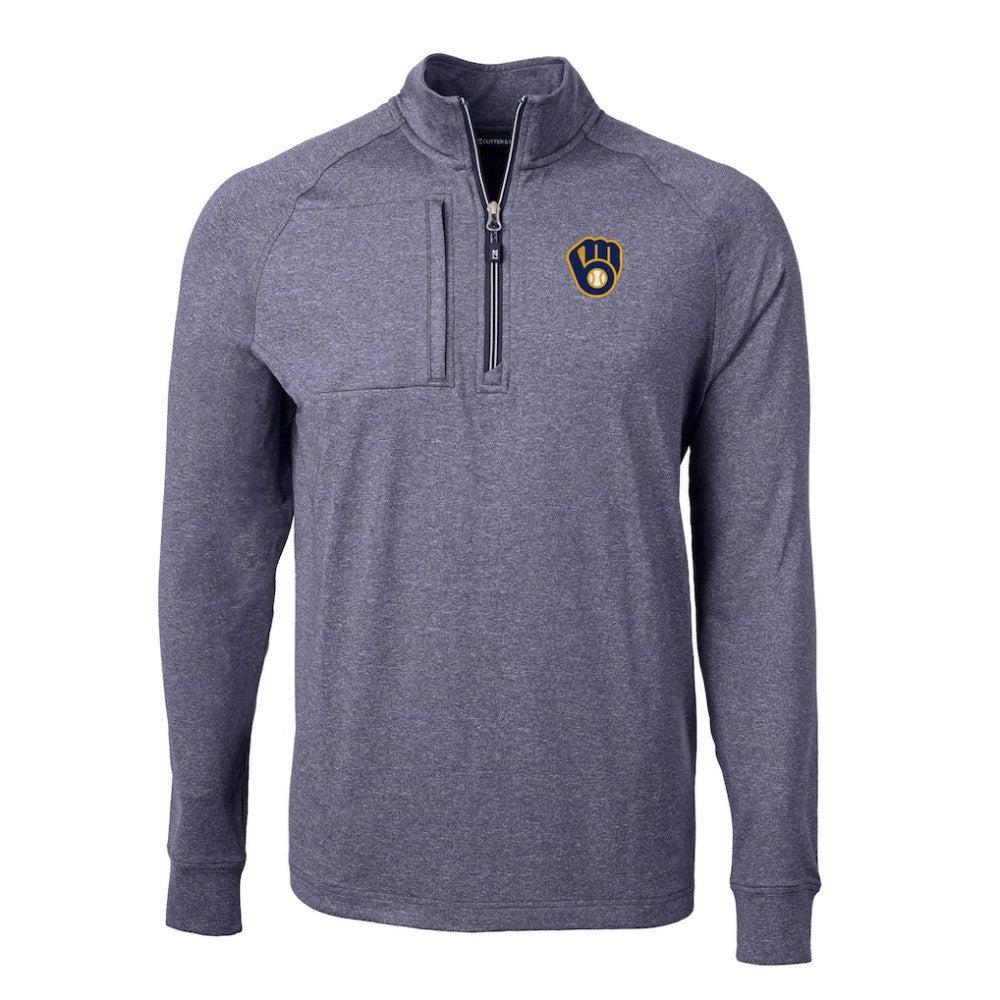 Milwaukee Brewers Cutter & Buck Adapt Eco Knit Stretch Recycled Quarter-Zip Pullover Top | MLB For sale