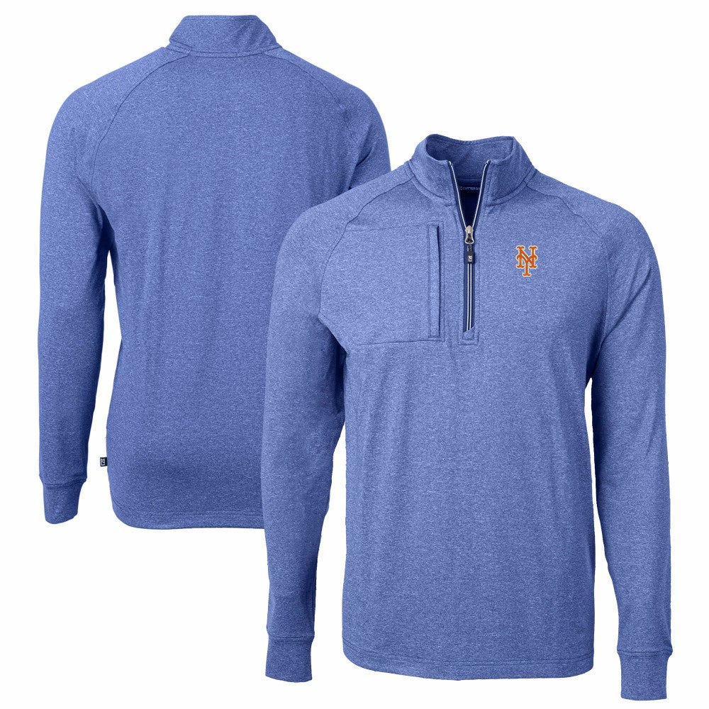 New York Mets Cutter & Buck Adapt Eco Knit Stretch Recycled Quarter-Zip Pullover Top | MLB For sale