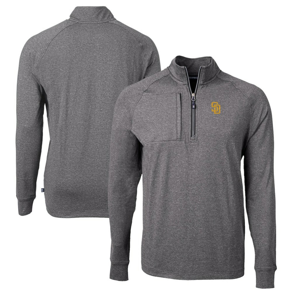 San Diego Padres Cutter & Buck Adapt Eco Knit Stretch Recycled Quarter-Zip Pullover Top | MLB Discount