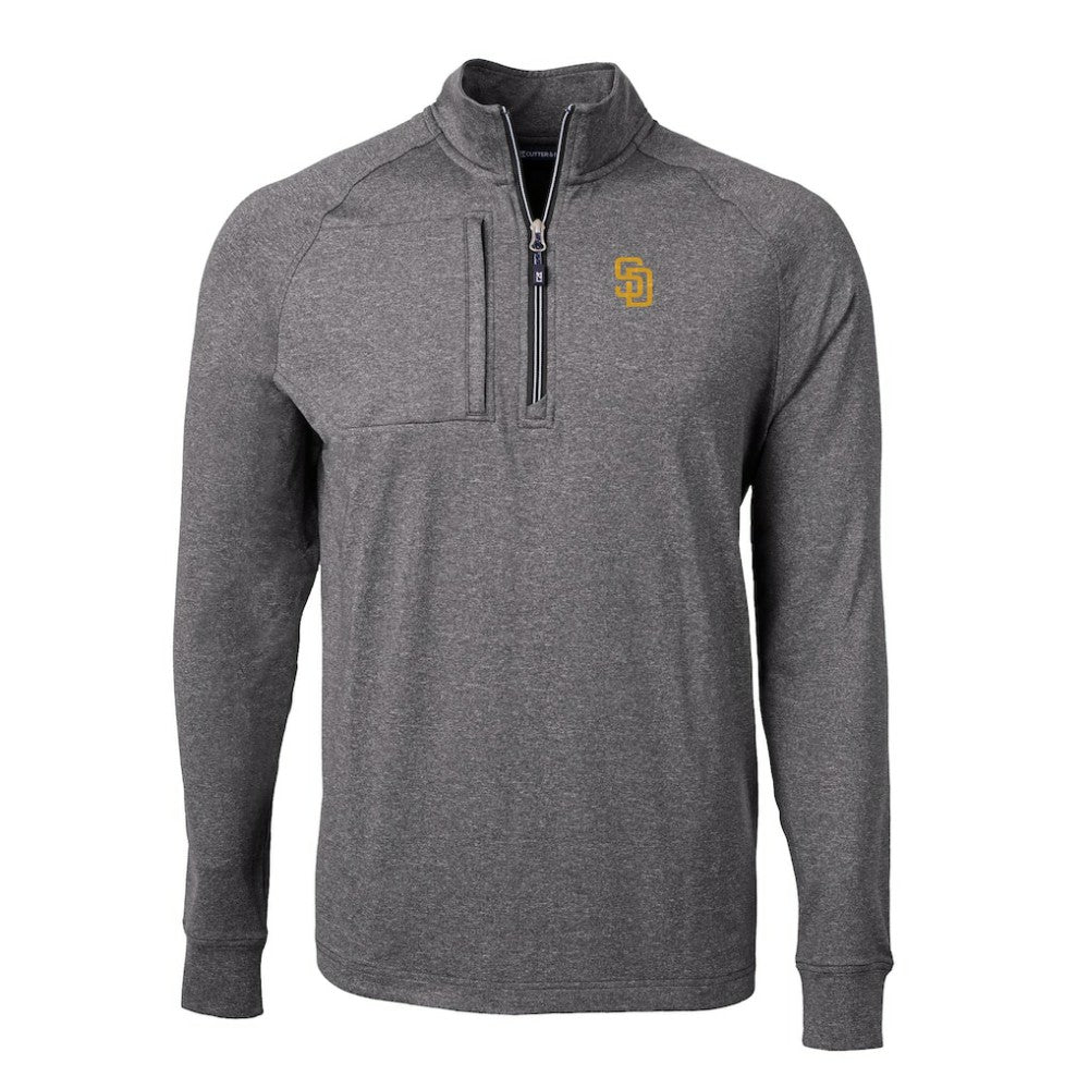 San Diego Padres Cutter & Buck Adapt Eco Knit Stretch Recycled Quarter-Zip Pullover Top | MLB Discount