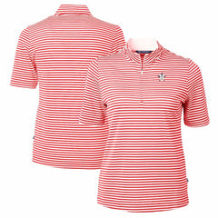 Houston Astros Cutter & Buck Women's Virtue Eco Pique Stripe Recycled Quarter-Zip Pullover Top | MLB US