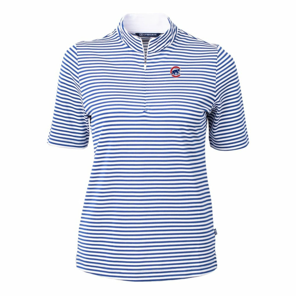 Chicago Cubs Cutter & Buck Women's Virtue Eco Pique Stripe Top | MLB New