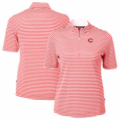 Cincinnati Reds Cutter & Buck Women's Virtue Eco Pique Stripe Top | MLB Outlet