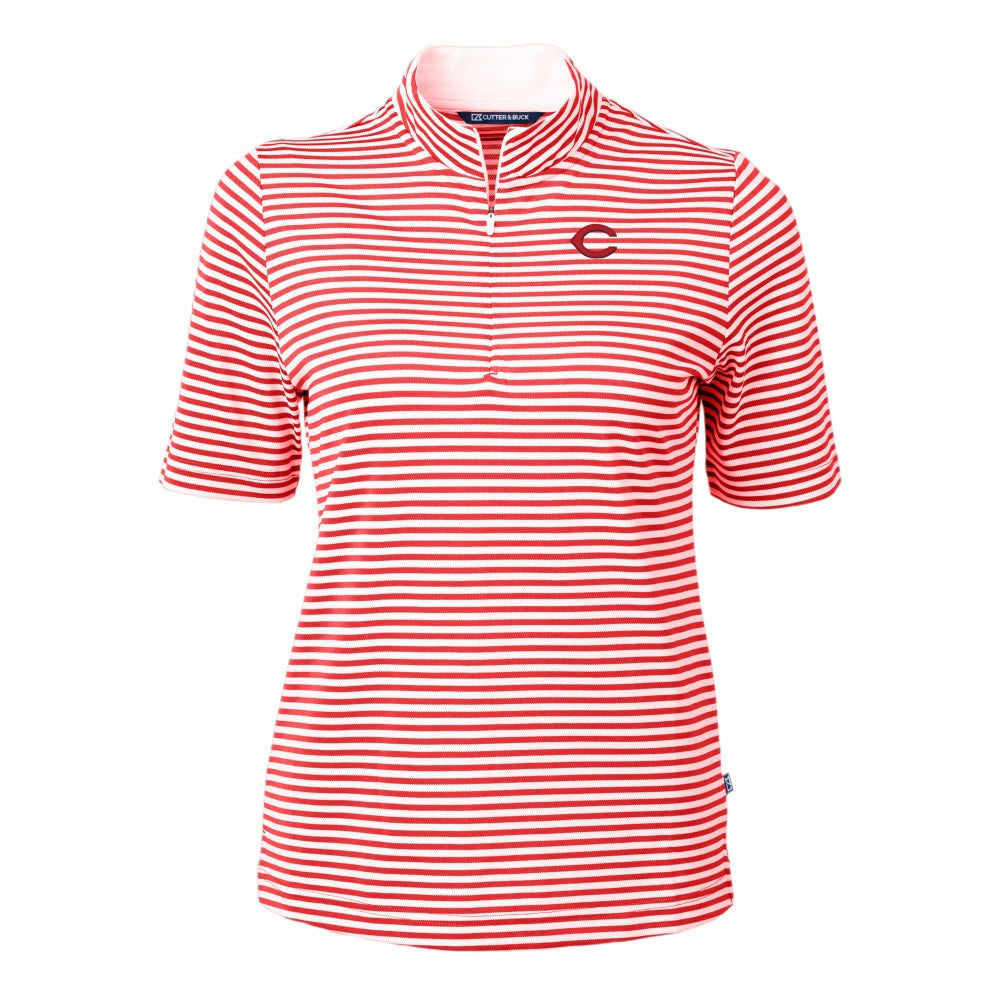 Cincinnati Reds Cutter & Buck Women's Virtue Eco Pique Stripe Top | MLB Outlet