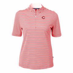 Cincinnati Reds Cutter & Buck Women's Virtue Eco Pique Stripe Top | MLB Outlet