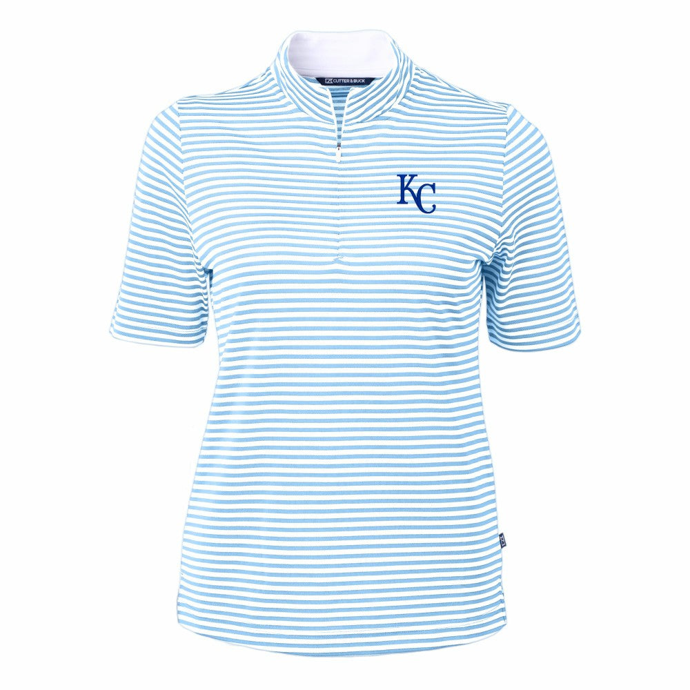 Kansas City Royals Cutter & Buck Women's Virtue Eco Pique Stripe Top | MLB Sale