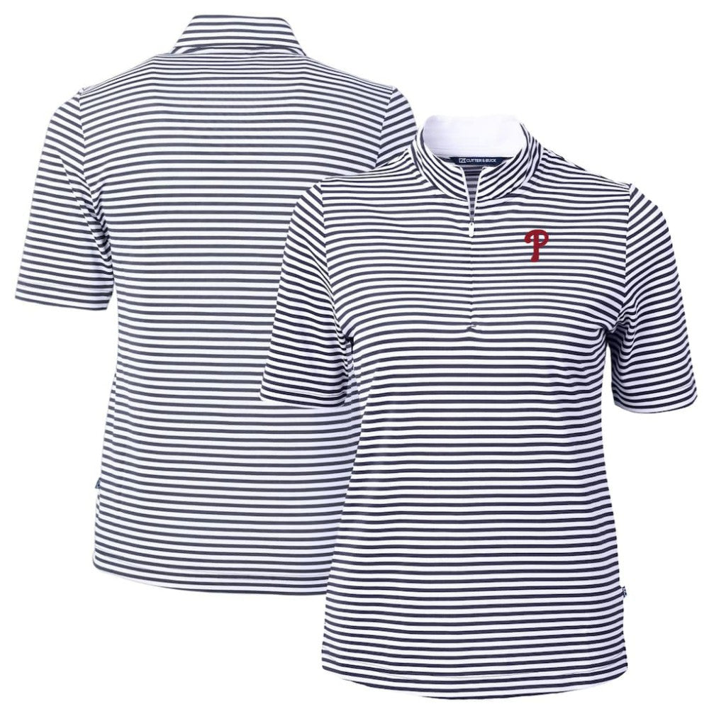 Philadelphia Phillies Cutter & Buck Women's Virtue Eco Pique Stripe Top | MLB On Sale