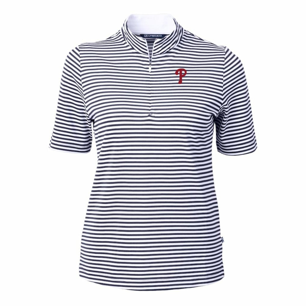 Philadelphia Phillies Cutter & Buck Women's Virtue Eco Pique Stripe Top | MLB On Sale