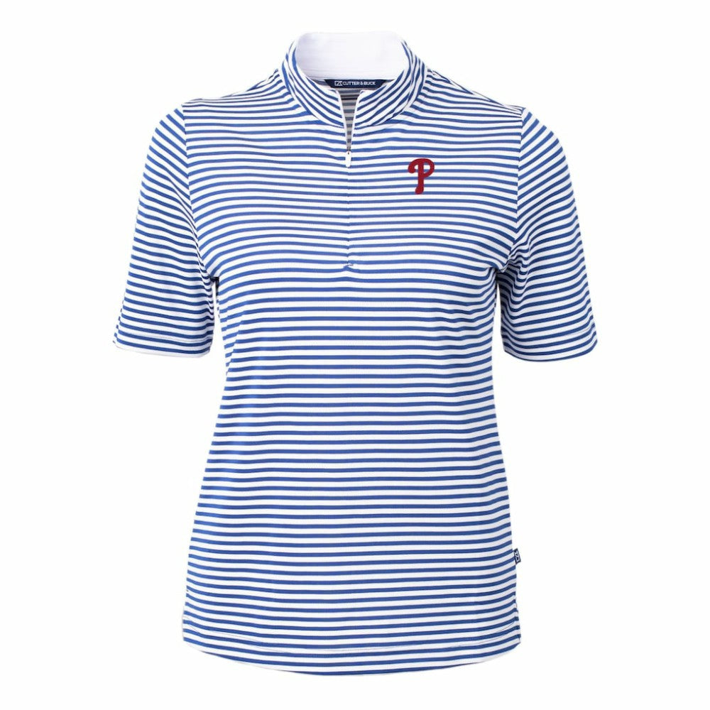 Philadelphia Phillies Cutter & Buck Women's Virtue Eco Pique Stripe Top | MLB Discount