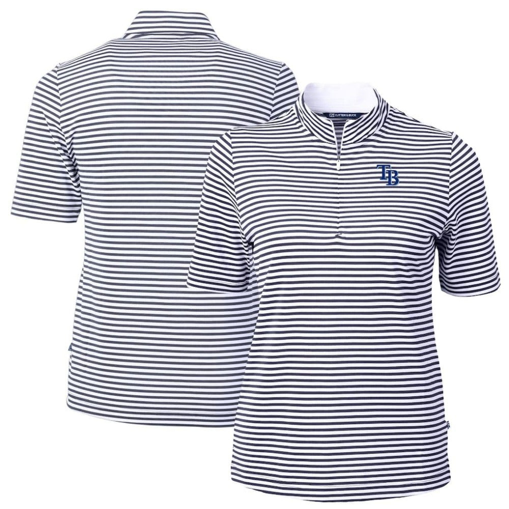 Tampa Bay Rays Cutter & Buck Women's Virtue Eco Pique Stripe Top | MLB Outlet
