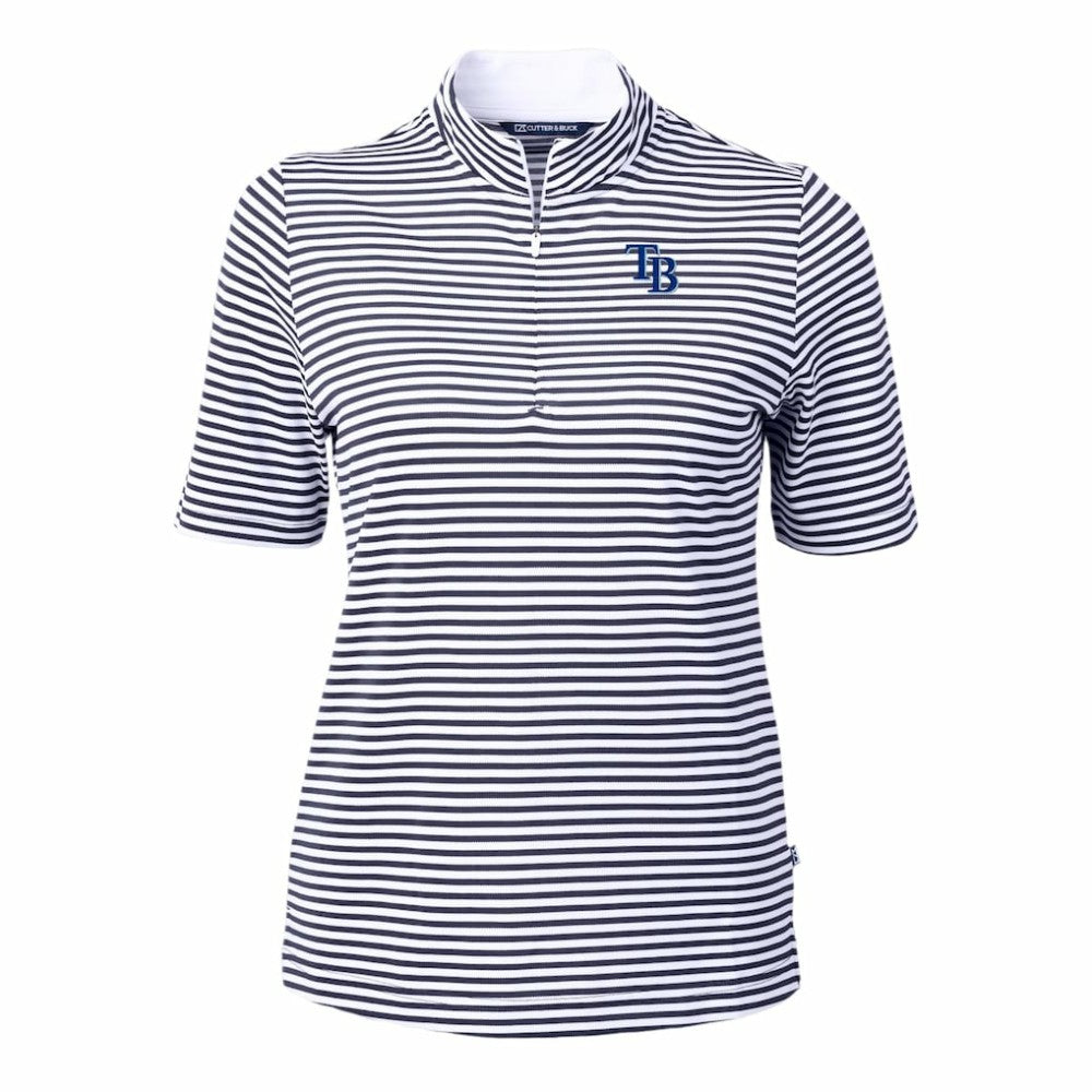 Tampa Bay Rays Cutter & Buck Women's Virtue Eco Pique Stripe Top | MLB Outlet