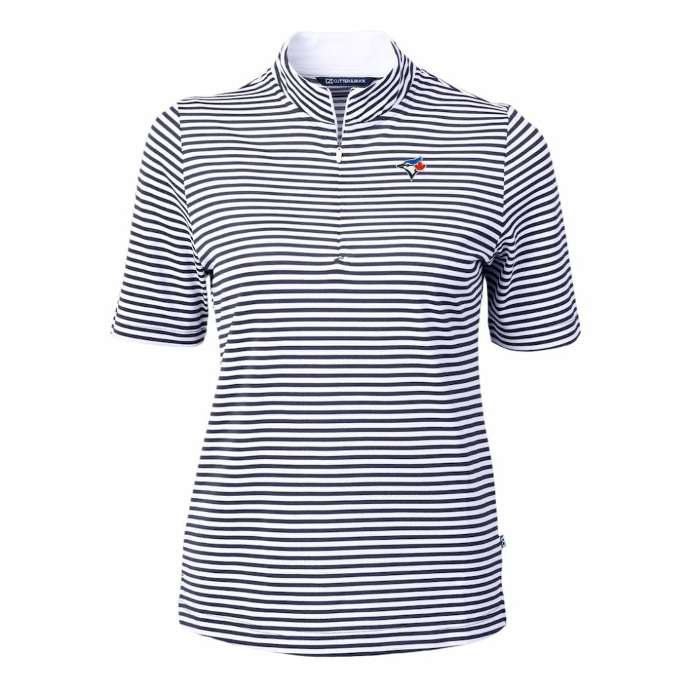 Toronto Blue Jays Cutter & Buck Women's Virtue Eco Pique Stripe Top | MLB On Sale