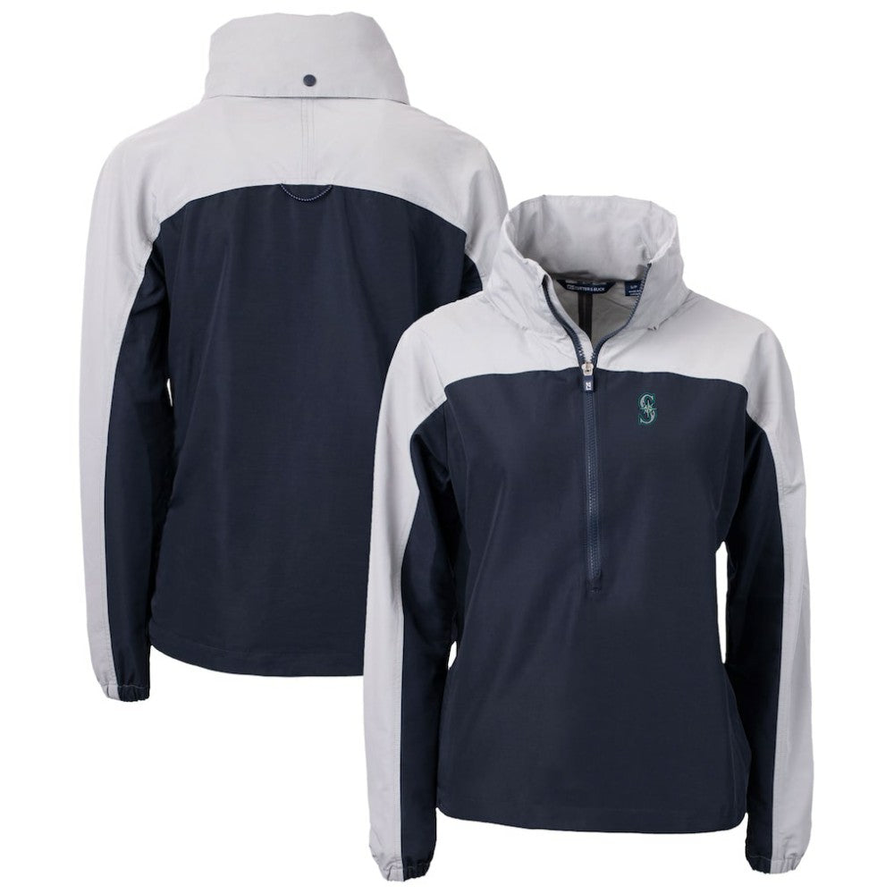 Seattle Mariners Cutter & Buck Women's Charter Eco Recycled Half-Zip Anorak Jacket | MLB New