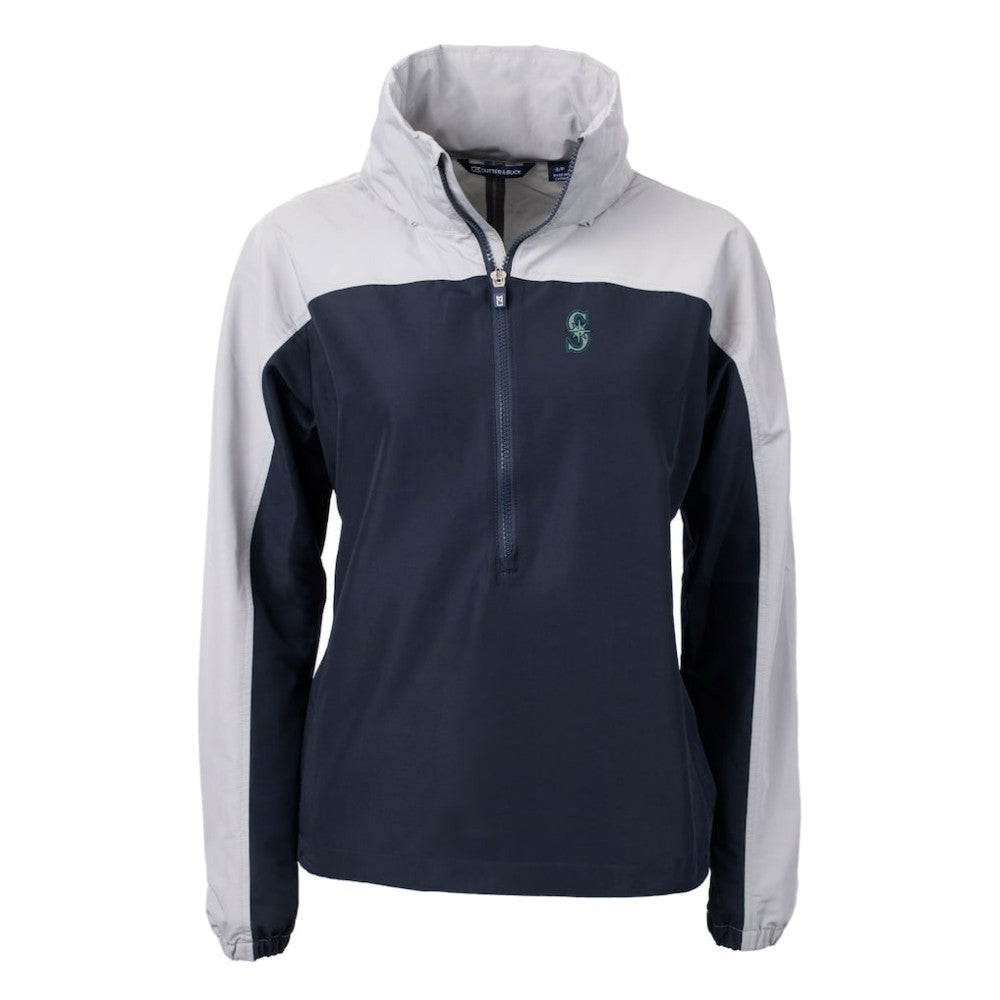 Seattle Mariners Cutter & Buck Women's Charter Eco Recycled Half-Zip Anorak Jacket | MLB New