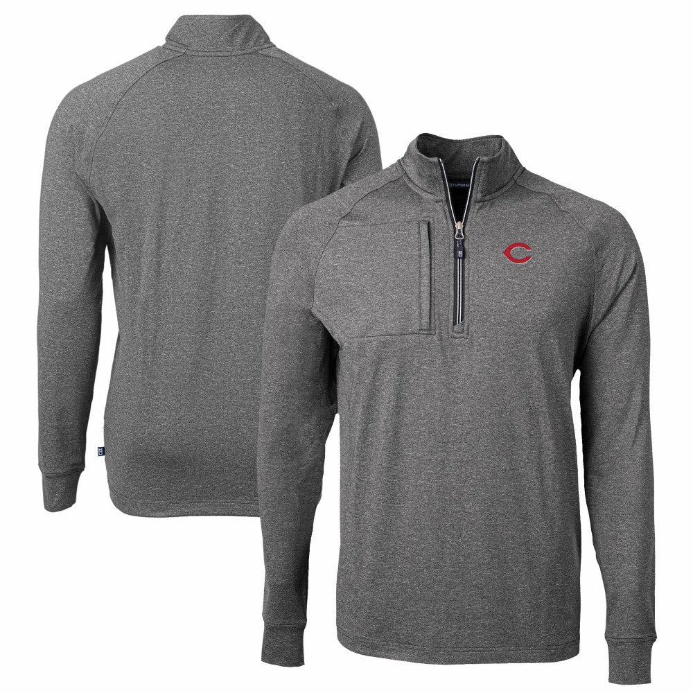 Cincinnati Reds Cutter & Buck Big & Tall Adapt Eco Knit Stretch Recycled Quarter-Zip Pullover Top | MLB Sale